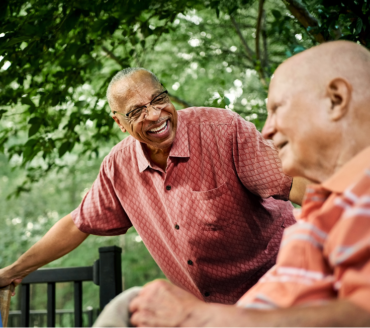 Older adults socializing outdoors, representing RSV vaccination awareness for adults aged 60 and older.